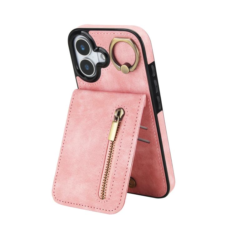 復古戒指與拉鍊 RFID 卡槽手機殼，適用於 iPhone 17e / 16e，iPhone 17 Pro Max，iPhone 17 Pro，iPhone 17，iPhone Air，iPhone 16 Pro Max