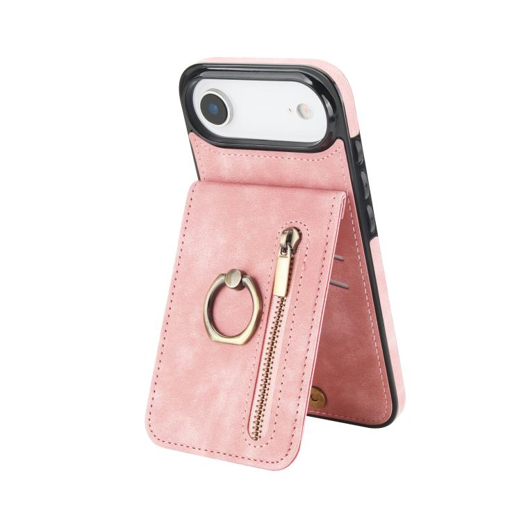 復古戒指與拉鍊 RFID 卡槽手機殼，適用於 iPhone 17e / 16e，iPhone 17 Pro Max，iPhone 17 Pro，iPhone 17，iPhone Air，iPhone 16 Pro Max