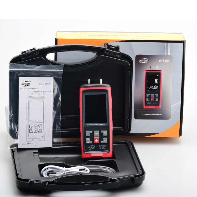 BENETECH GT5101 LCD 顯示差壓計，1KPa、2KPa、4KPa、10KPa、40KPa、50KPa、125Pa、250Pa、100KPa