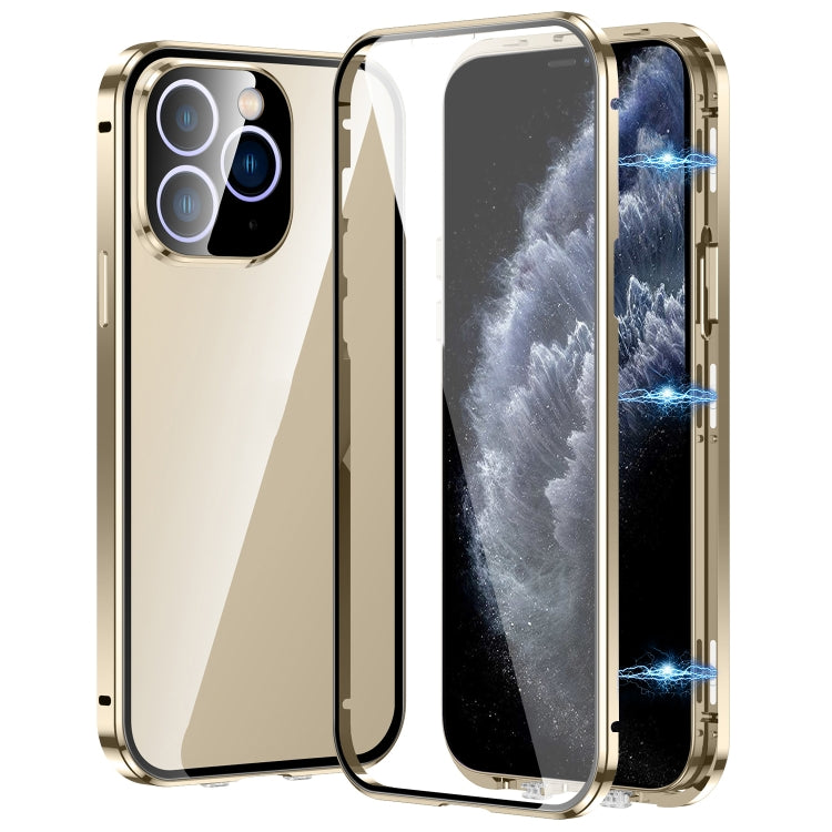 磁吸雙扣高清鋼化玻璃手機殼，適用於 iPhone 11 Pro