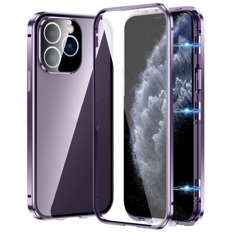 磁吸雙扣高清鋼化玻璃手機殼，適用於 iPhone 11 Pro