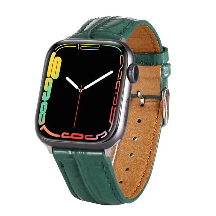 鱷魚紋理皮革錶帶，適用於 Apple Watch Series 7 45mm / 6 & SE & 5 & 4 44mm / 3 & 2 & 1 42mm，Apple Watch Ultra 49mm / Series 8&7 45mm / SE 2&6&SE&5&4 44mm / 3&2&1 42mm，Apple Watch Series 8&7 41mm / SE 2&6&SE&5&4 40mm / 3&2&1 38...