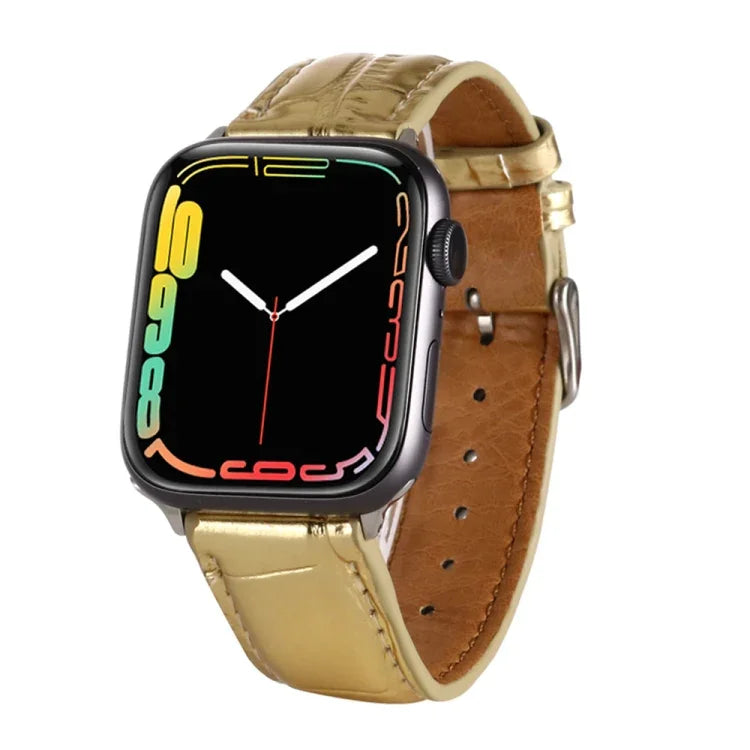 鱷魚紋理皮革錶帶，適用於 Apple Watch Series 7 45mm / 6 & SE & 5 & 4 44mm / 3 & 2 & 1 42mm，Apple Watch Ultra 49mm / Series 8&7 45mm / SE 2&6&SE&5&4 44mm / 3&2&1 42mm，Apple Watch Series 8&7 41mm / SE 2&6&SE&5&4 40mm / 3&2&1 38...