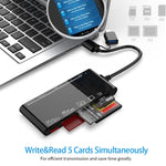 CR7 USB3.0 + Type-C Multi-function Card Reader CF / XD / MS / SD / TF Card 7 in 1, USB3.0 + Type-C