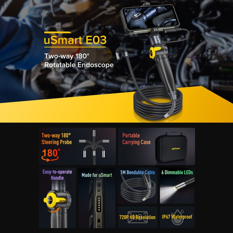 Ulefone uSmart E03 可旋轉內窺鏡 IP67 防水，適用於 Armor 24 / 21 / 19 / 18T / 18T Ultra / Armor Pad，uSmart E03