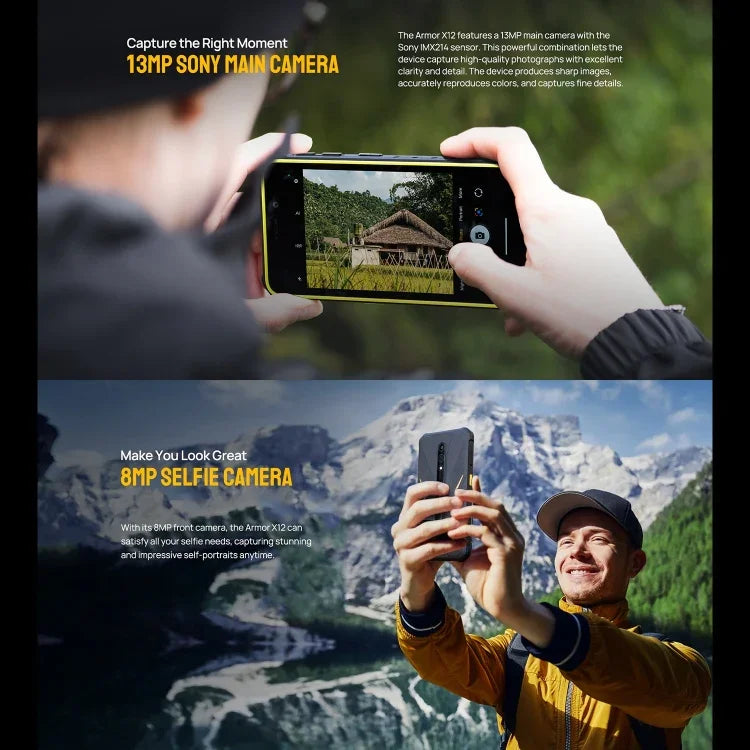 Ulefone Armor X12，堅固型手機，臉部解鎖，5.45 吋 Android 13 Go MediaTek Helio A22 四核心，網絡：4G，NFC，3GB+32GB