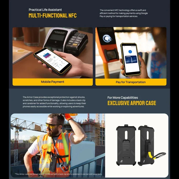 Ulefone Armor X12，堅固型手機，臉部解鎖，5.45 吋 Android 13 Go MediaTek Helio A22 四核心，網絡：4G，NFC，3GB+32GB