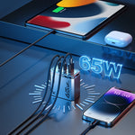 WK WP-U156 Pioneer 系列 65W USB+雙 USB-C/Type-C GaN 充電器，WP-U156