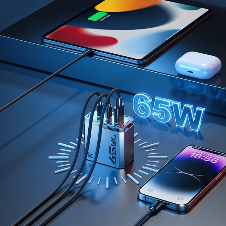 WK WP-U156 Pioneer 系列 65W USB+雙 USB-C/Type-C GaN 充電器，WP-U156
