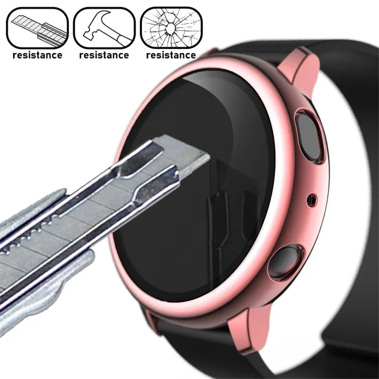 電鍍 PC 保護殼附鋼化玻璃膜，適用於 Samsung Galaxy Watch Active 2 40mm，適用於 Samsung Galaxy Watch Active 2 44mm