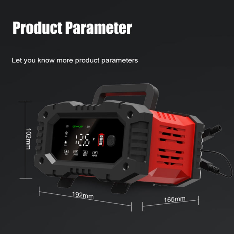 FOXSUR 12V / 24V 20A 300W Portable Motorcycle Car Smart Battery Charger, 20A