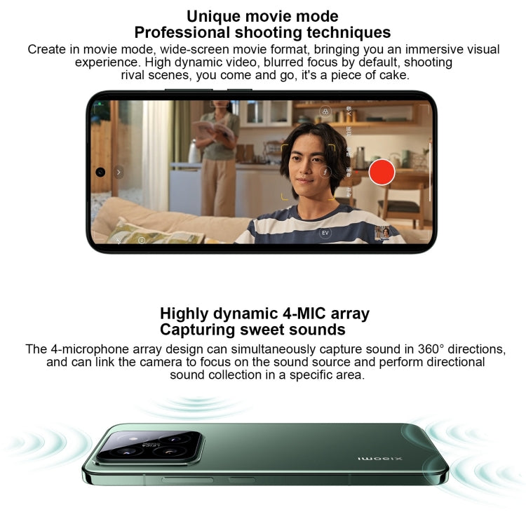 小米 14，6.36 吋 小米 HyperOS Snapdragon 8 Gen 3 八核心 4nm 最高 3.3GHz，NFC，網絡：5G，12GB+256GB，16GB+512GB，16GB+1TB