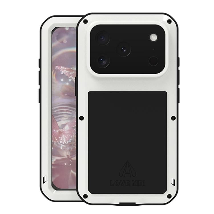 LOVE MEI 金屬防震生活防水防塵手機殼，適用於 iPhone 17 Pro Max、iPhone 17 Pro、iPhone 17、iPhone 16 Pro Max、iPhone 16 Pro、iPhone 16、iPhone 15 Pro Max、iPhone 15 Pro