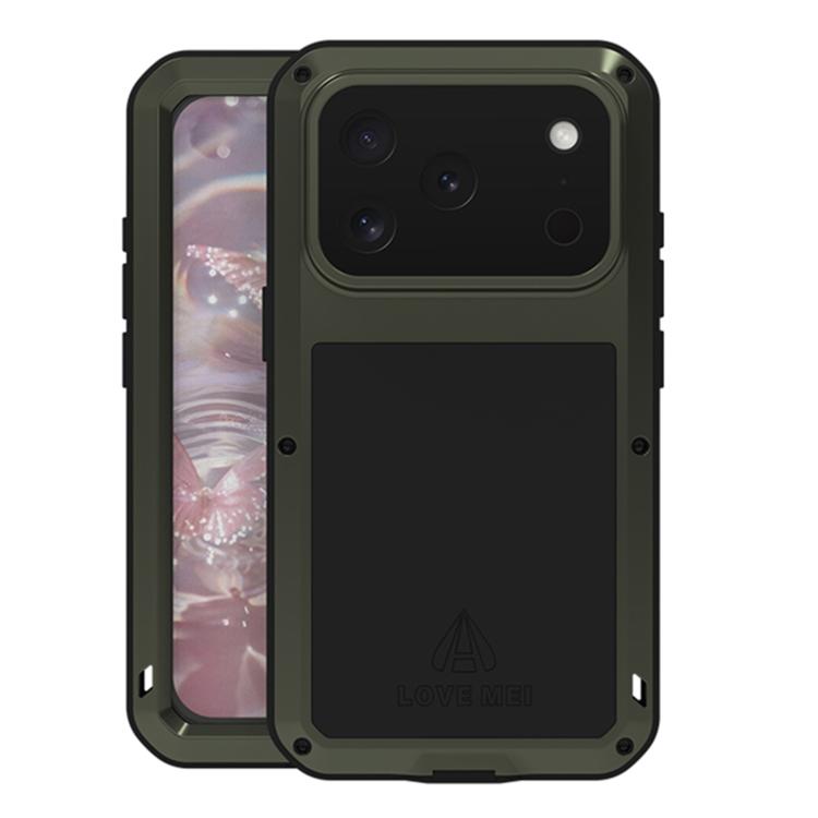 LOVE MEI 金屬防震生活防水防塵手機殼，適用於 iPhone 17 Pro Max、iPhone 17 Pro、iPhone 17、iPhone 16 Pro Max、iPhone 16 Pro、iPhone 16、iPhone 15 Pro Max、iPhone 15 Pro