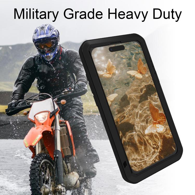 LOVE MEI 金屬防震生活防水防塵手機殼，適用於 iPhone 17 Pro Max、iPhone 17 Pro、iPhone 17、iPhone 16 Pro Max、iPhone 16 Pro、iPhone 16、iPhone 15 Pro Max、iPhone 15 Pro