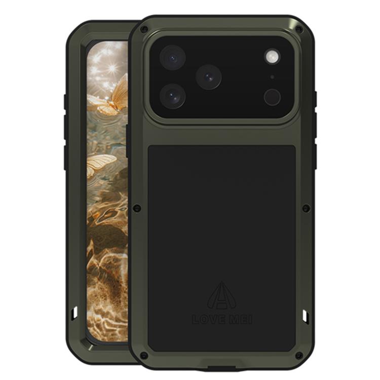 LOVE MEI 金屬防震生活防水防塵手機殼，適用於 iPhone 17 Pro Max、iPhone 17 Pro、iPhone 17、iPhone 16 Pro Max、iPhone 16 Pro、iPhone 16、iPhone 15 Pro Max、iPhone 15 Pro