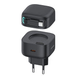 USAMS US-CC202 SMF 系列 PD35W 雙 Type-C 埠 GaN 快充器，歐規插頭