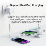 USAMS US-CC202 SMF 系列 PD35W 雙 Type-C 埠 GaN 快充器，歐規插頭