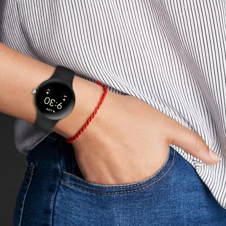 適用於 Google Pixel Watch 4 / 3 / 2 / 1 41mm 純色矽膠錶帶，S 尺寸，L 尺寸