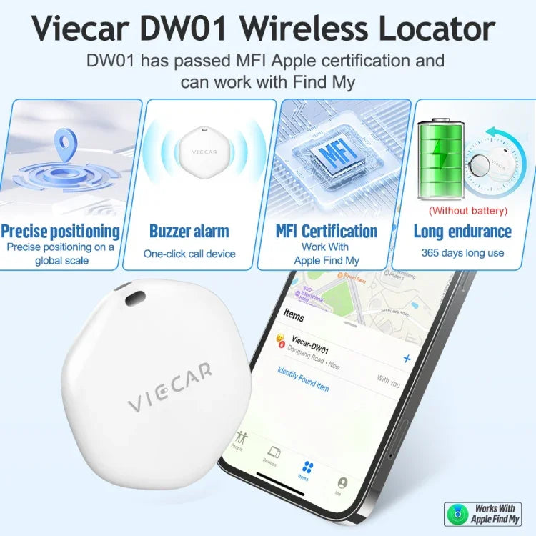VIECAR DW01 車鑰匙防丟失檢測無線定位追蹤器, VIECAR DW01
