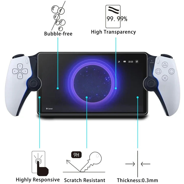 2 片 9H 0.3mm 防爆鋼化玻璃膜，2 片適用於 Sony PS5