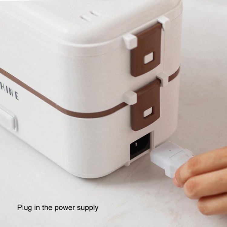 多功能微波爐帶插電電熱烹飪電熱便當盒，白色單層，白色雙層，三層白色