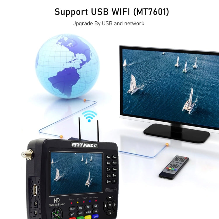 iBRAVEBOX V10 Finder Max 4.3吋顯示數位衛星信號儀 支援 DVB-S/S2/S2X, 歐規插頭, 美規插頭, 英規插頭, 澳規插頭