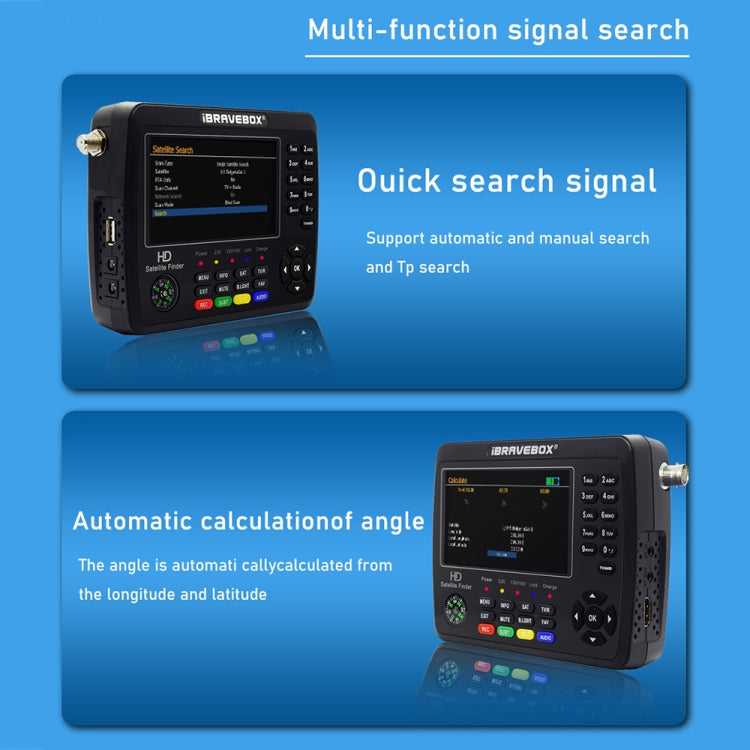 iBRAVEBOX V10 Finder Max+ 4.3吋顯示數位衛星信號儀 支援 DVB-S/S2/S2X AHD, 歐規插頭, 美規插頭, 英規插頭, 澳規插頭