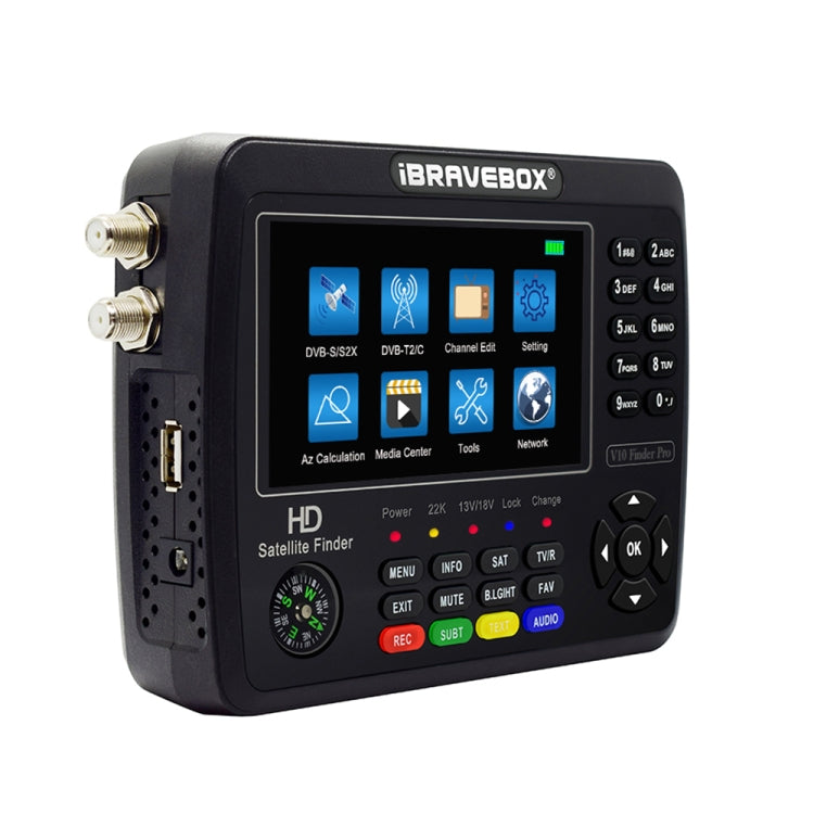 iBRAVEBOX V10 Finder Pro 4.3吋顯示數位衛星信號儀 支援 DVB-S/S2/S2X/T/T2/C, 歐規插頭, 美規插頭, 英規插頭, 澳規插頭