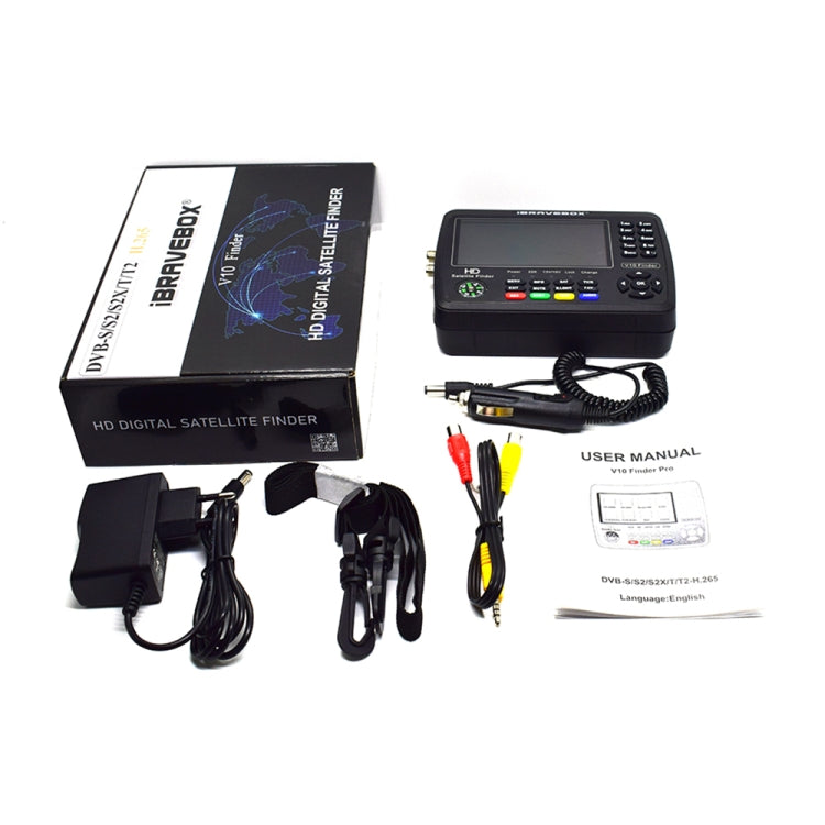 iBRAVEBOX V10 Finder Pro 4.3吋顯示數位衛星信號儀 支援 DVB-S/S2/S2X/T/T2/C, 歐規插頭, 美規插頭, 英規插頭, 澳規插頭