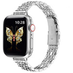 纖細七珠彈弓扣金屬錶帶，適用 Apple Watch SE 2023 44mm，Apple Watch SE 2023 40mm，Apple Watch Ultra 2 49mm，Apple Watch Series 9 45mm，Apple Watch Series 9 41mm，Apple Watch Ultra 49mm