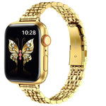 纖細七珠彈弓扣金屬錶帶，適用 Apple Watch SE 2023 44mm，Apple Watch SE 2023 40mm，Apple Watch Ultra 2 49mm，Apple Watch Series 9 45mm，Apple Watch Series 9 41mm，Apple Watch Ultra 49mm