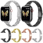 纖細七珠彈弓扣金屬錶帶，適用 Apple Watch SE 2023 44mm，Apple Watch SE 2023 40mm，Apple Watch Ultra 2 49mm，Apple Watch Series 9 45mm，Apple Watch Series 9 41mm，Apple Watch Ultra 49mm