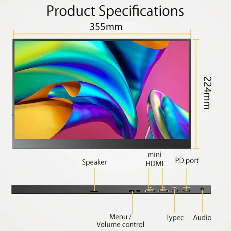 15.6 吋 HDR 1080P IPS 螢幕便攜顯示器，15.6 吋 1080P