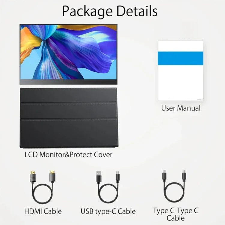15.6 吋 HDR 1080P IPS 螢幕便攜顯示器，15.6 吋 1080P