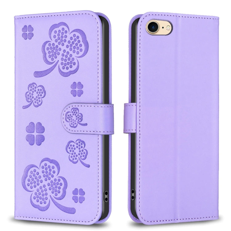 四葉草壓紋皮革手機殼，適用於 iPhone 7 / 8 / SE 2022，適用於 iPhone 13 Pro Max，適用於 iPhone 13 Pro，適用於 iPhone 13，適用於 iPhone 12 / 12 Pro，適用於 iPhone 12 Pro Max，適用於 iPhone 11 Pro Max，適用於 iPhone 11