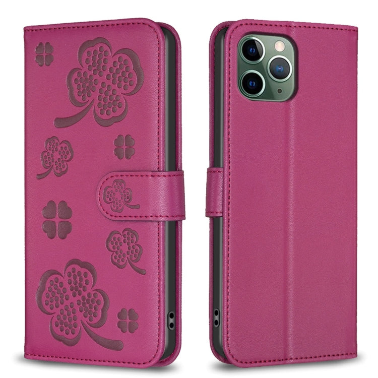 四葉草壓紋皮革手機殼，適用於 iPhone 11 Pro，適用於 iPhone X / XS，適用於 iPhone XR，適用於 iPhone XS Max，適用於 iPhone 7 Plus / 8 Plus