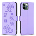 四葉草壓紋皮革手機殼，適用於 iPhone 11 Pro，適用於 iPhone X / XS，適用於 iPhone XR，適用於 iPhone XS Max，適用於 iPhone 7 Plus / 8 Plus