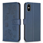 四葉草壓紋皮革手機殼，適用於 iPhone 11 Pro，適用於 iPhone X / XS，適用於 iPhone XR，適用於 iPhone XS Max，適用於 iPhone 7 Plus / 8 Plus