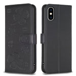 四葉草壓紋皮革手機殼，適用於 iPhone 11 Pro，適用於 iPhone X / XS，適用於 iPhone XR，適用於 iPhone XS Max，適用於 iPhone 7 Plus / 8 Plus