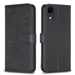 四葉草壓紋皮革手機殼，適用於 iPhone 11 Pro，適用於 iPhone X / XS，適用於 iPhone XR，適用於 iPhone XS Max，適用於 iPhone 7 Plus / 8 Plus