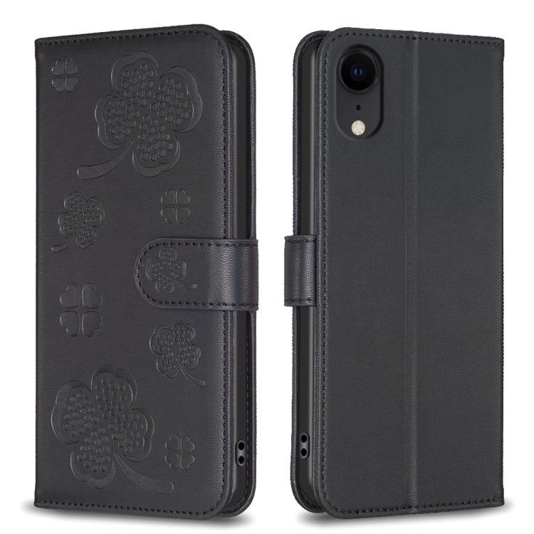 四葉草壓紋皮革手機殼，適用於 iPhone 11 Pro，適用於 iPhone X / XS，適用於 iPhone XR，適用於 iPhone XS Max，適用於 iPhone 7 Plus / 8 Plus