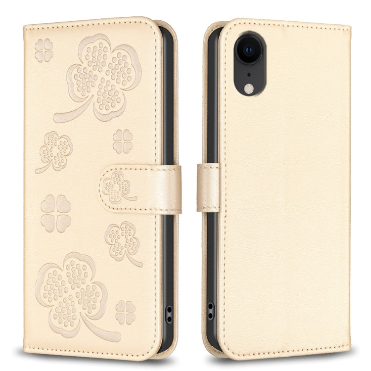 四葉草壓紋皮革手機殼，適用於 iPhone 11 Pro，適用於 iPhone X / XS，適用於 iPhone XR，適用於 iPhone XS Max，適用於 iPhone 7 Plus / 8 Plus