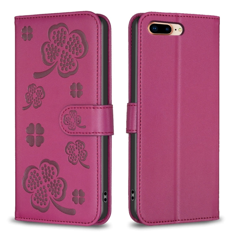 四葉草壓紋皮革手機殼，適用於 iPhone 11 Pro，適用於 iPhone X / XS，適用於 iPhone XR，適用於 iPhone XS Max，適用於 iPhone 7 Plus / 8 Plus