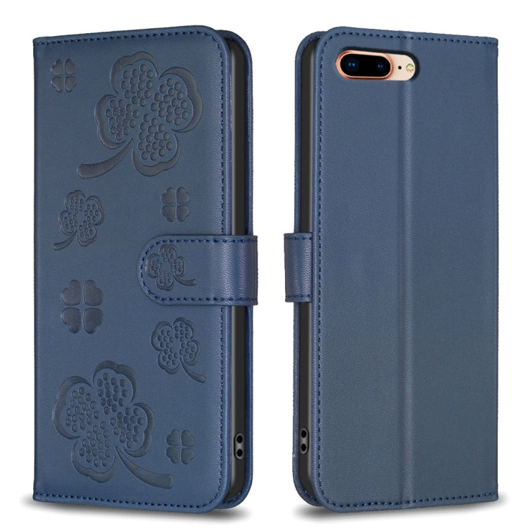 四葉草壓紋皮革手機殼，適用於 iPhone 11 Pro，適用於 iPhone X / XS，適用於 iPhone XR，適用於 iPhone XS Max，適用於 iPhone 7 Plus / 8 Plus