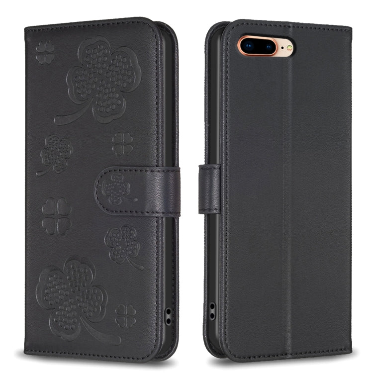 四葉草壓紋皮革手機殼，適用於 iPhone 11 Pro，適用於 iPhone X / XS，適用於 iPhone XR，適用於 iPhone XS Max，適用於 iPhone 7 Plus / 8 Plus