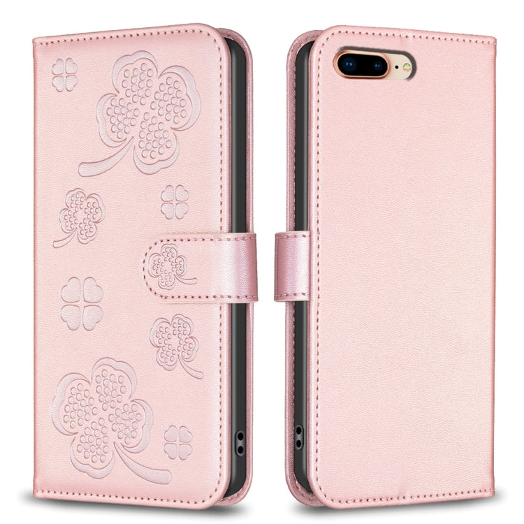 四葉草壓紋皮革手機殼，適用於 iPhone 11 Pro，適用於 iPhone X / XS，適用於 iPhone XR，適用於 iPhone XS Max，適用於 iPhone 7 Plus / 8 Plus