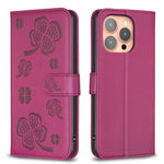 四葉草壓紋皮革手機殼，適用於 iPhone 17 Pro Max，適用於 iPhone 17 Pro，適用於 iPhone 17，適用於 iPhone Air，適用於 iPhone 16 Pro Max，適用於 iPhone 16 Pro，適用於 iPhone 16 Plus，適用於 iPhone 16