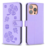四葉草壓紋皮革手機殼，適用於 iPhone 17 Pro Max，適用於 iPhone 17 Pro，適用於 iPhone 17，適用於 iPhone Air，適用於 iPhone 16 Pro Max，適用於 iPhone 16 Pro，適用於 iPhone 16 Plus，適用於 iPhone 16