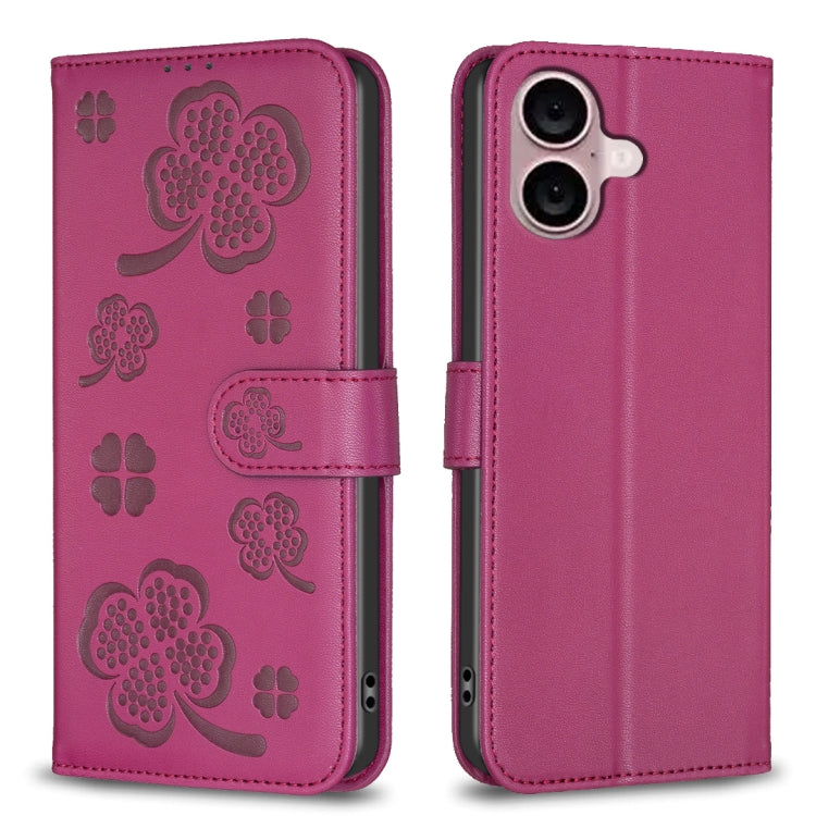 四葉草壓紋皮革手機殼，適用於 iPhone 17 Pro Max，適用於 iPhone 17 Pro，適用於 iPhone 17，適用於 iPhone Air，適用於 iPhone 16 Pro Max，適用於 iPhone 16 Pro，適用於 iPhone 16 Plus，適用於 iPhone 16